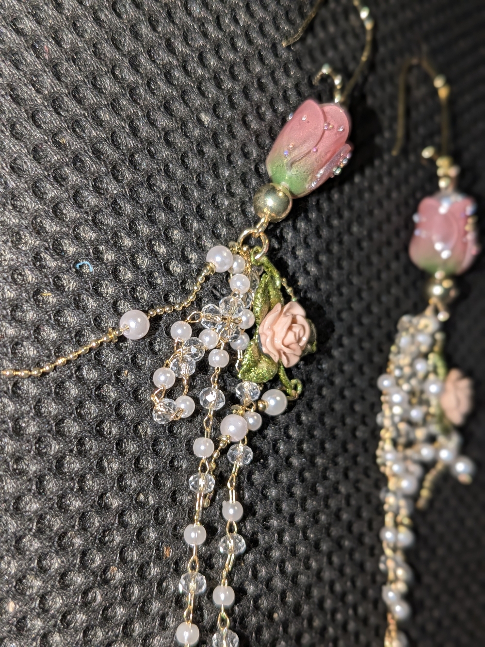 Indigenous Created Elegant Floral Dentalium Shell Statement Earrings - Picture 4 of 11